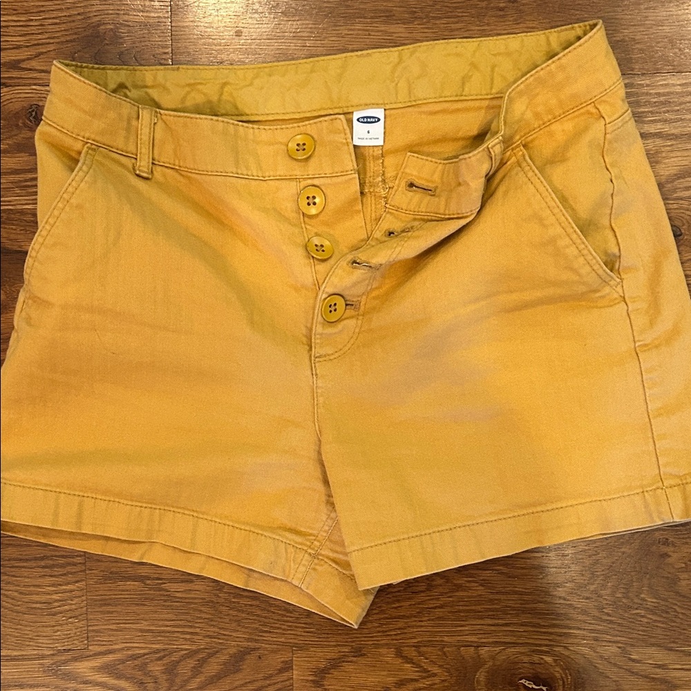 Old Navy Women's Mustard Yellow Button-Front Shorts